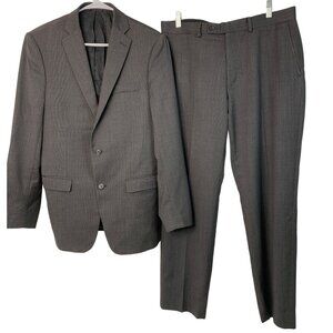 Michael Kors Men's Gray Wool Suit Set 40R 2 Button Double Vent Fair Used 7206